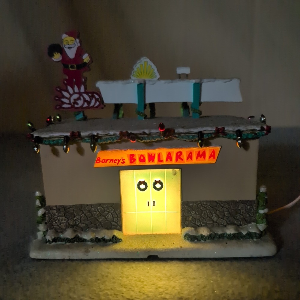 Barneys Bowlarama Lighted Christmas Village Building Retro Bowling Alley Decor - Picture 3 of 10